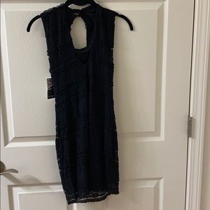 Audrey 3+1 black lace overlay cocktail dress